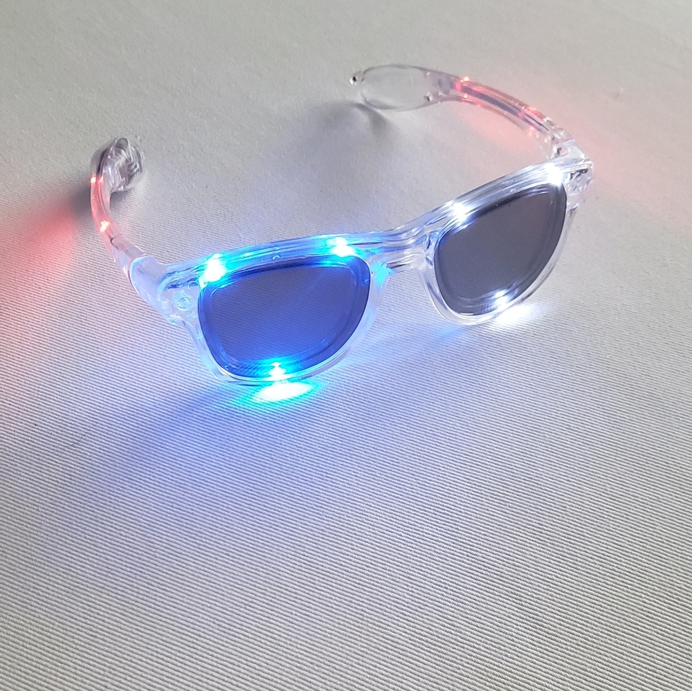 Red, White, and Blue Blinking Light up Glasses